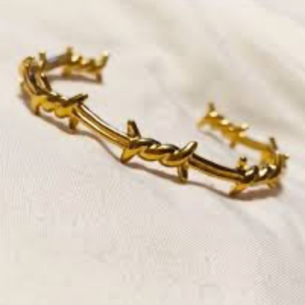 Barbed Wire Goth Western Stainless Steel Grunge Style gold Bracelet